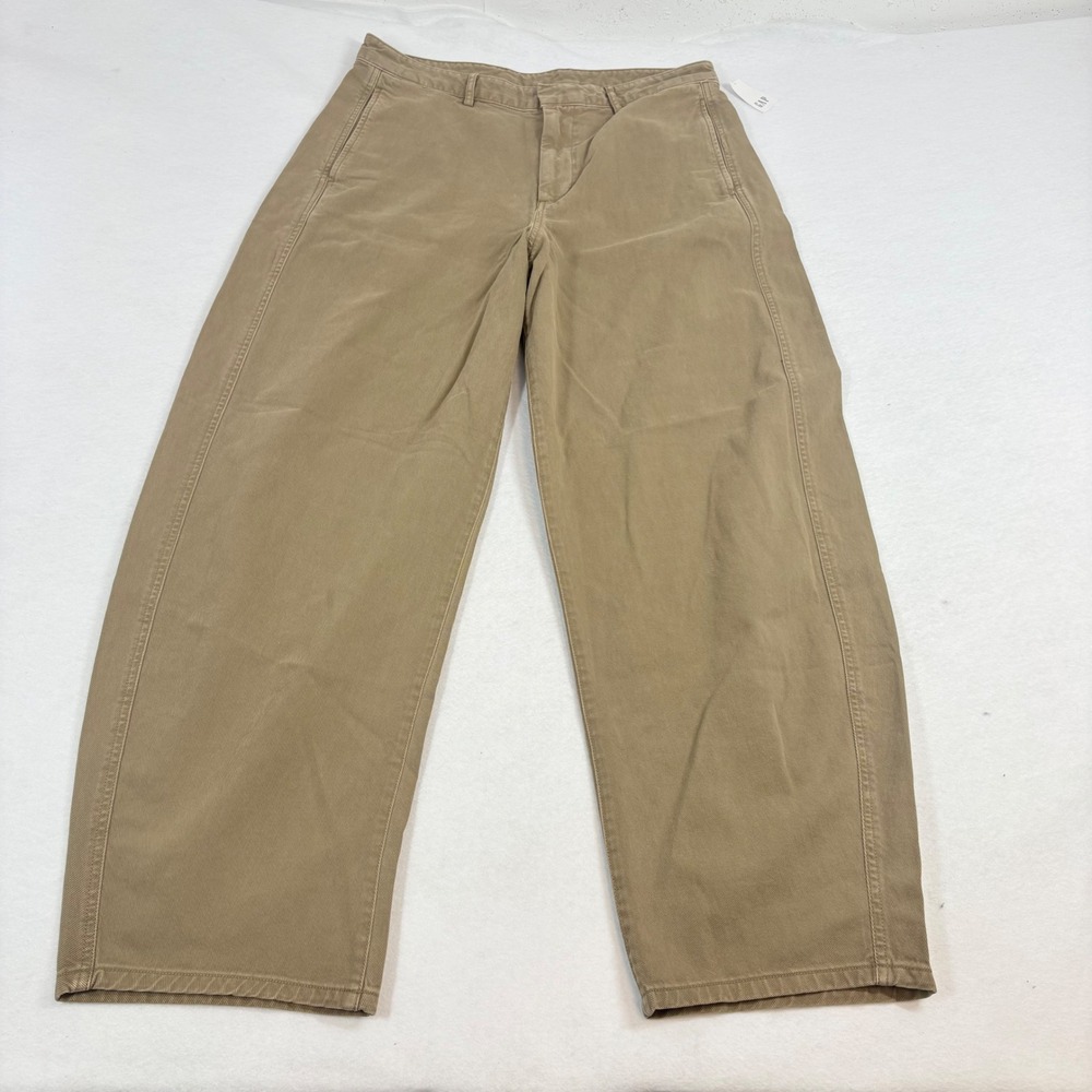 NWT Gap Barrel Leg Chinos Women 14 Tall 35x30 Khaki Tan High Rise Cotton Pants